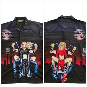 Vintage Dragonfly Graphic Shirt Mens Large Biker Babe Route 69 Motorcycle Skulls